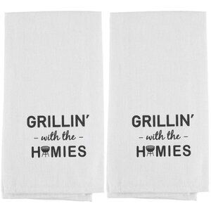 Comedic Millennial Tea Towels 2-Pack Funny Kitchen Towels BBQ Grill Gift Cotton